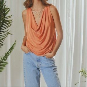 DRAPPED COWL NECK SLEEVELESS TOP